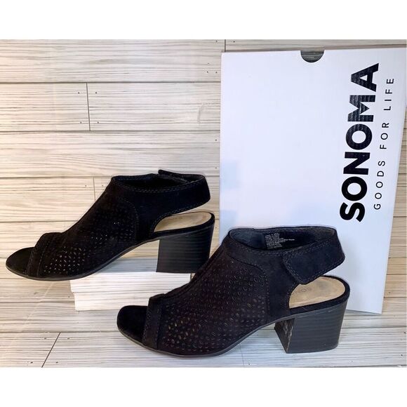 Sonoma Lina Black Block Heel ankle Booties S:9M - Picture 2 of 10